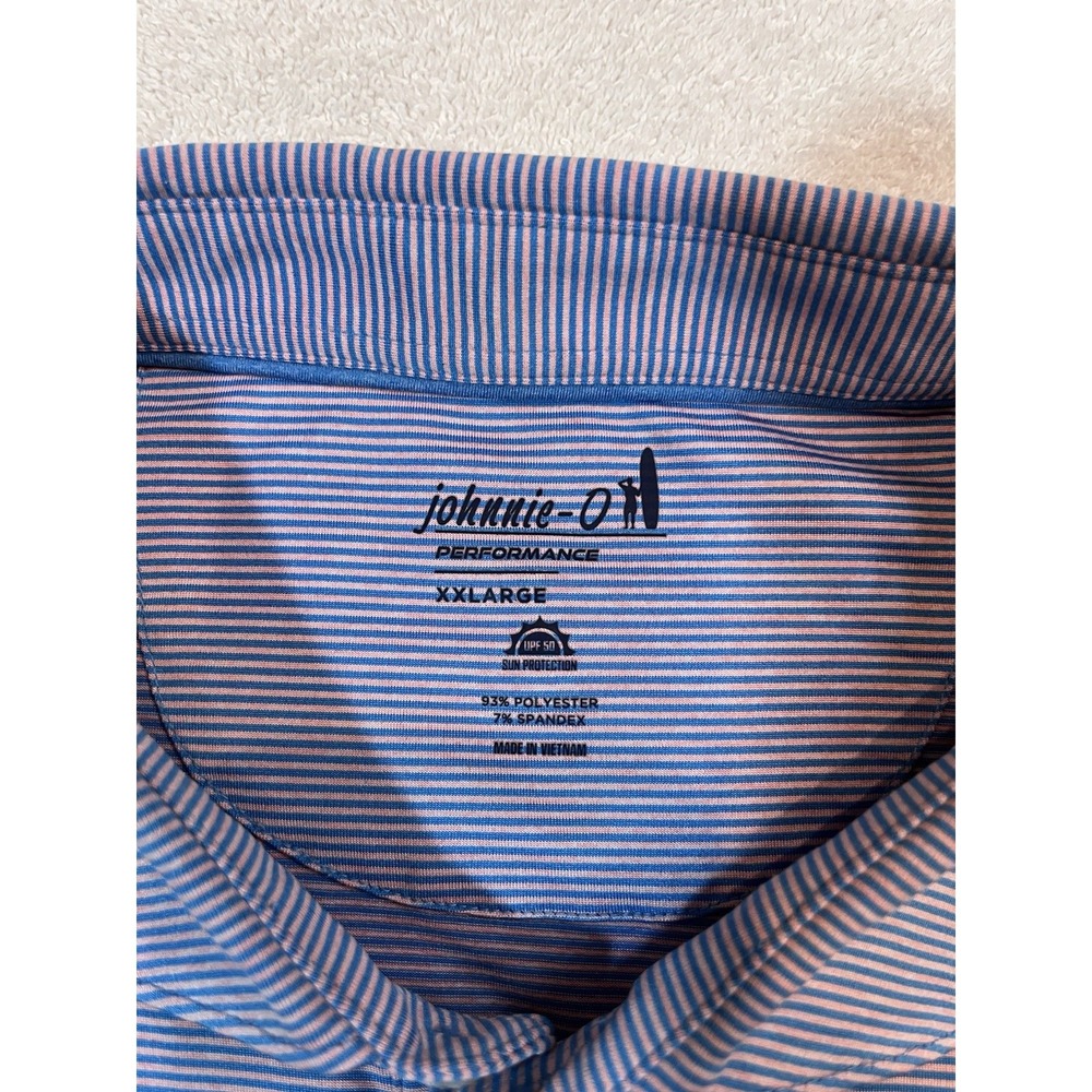 Johnnie-O Performance Polo Purple Pink Striped XXL UPF50 Craft Farms Golf Club‎ - Picture 5 of 8